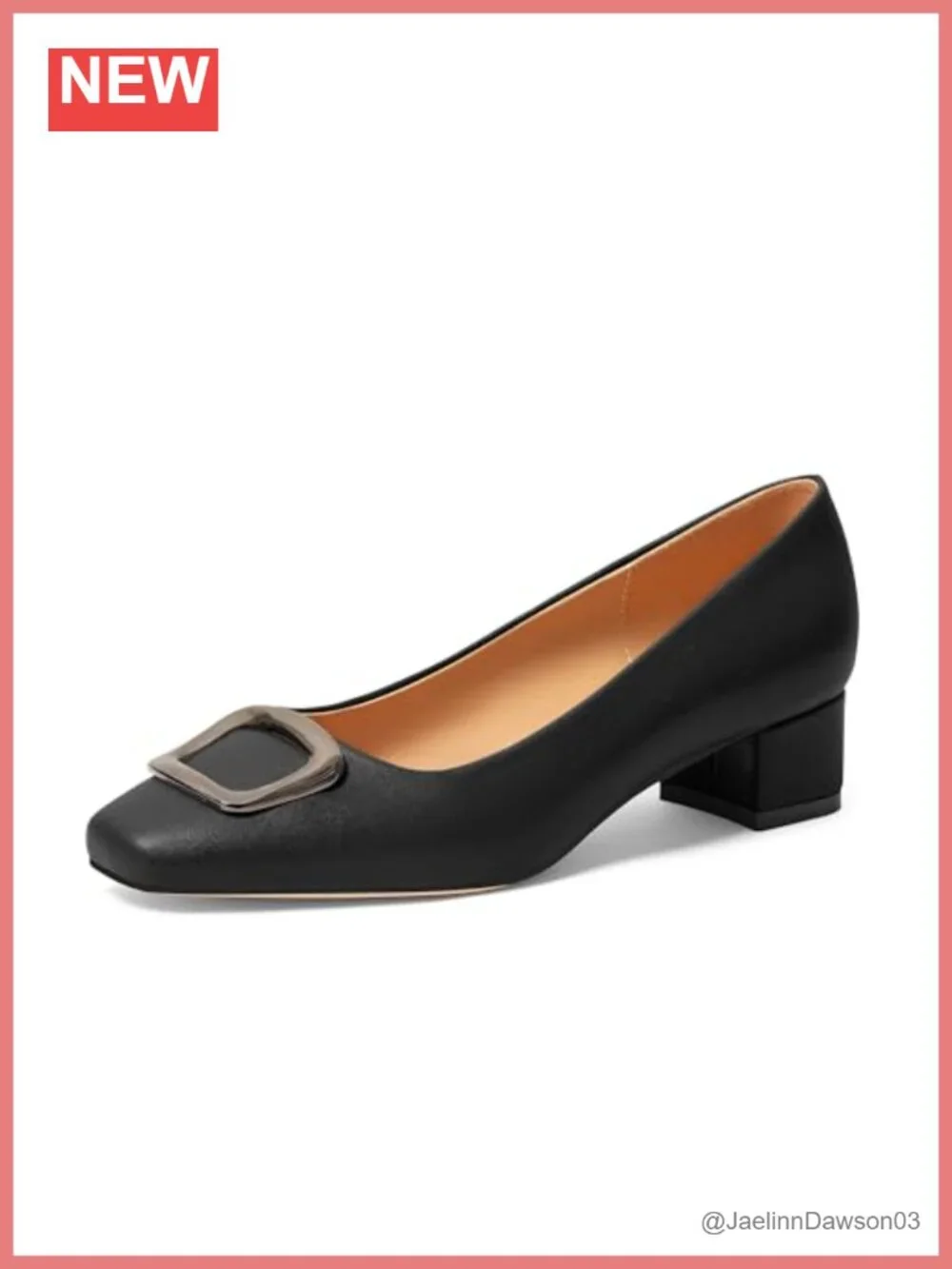 Women's Low Block Heel Pumps Square Toe Slip On Comfortable Work Shoes